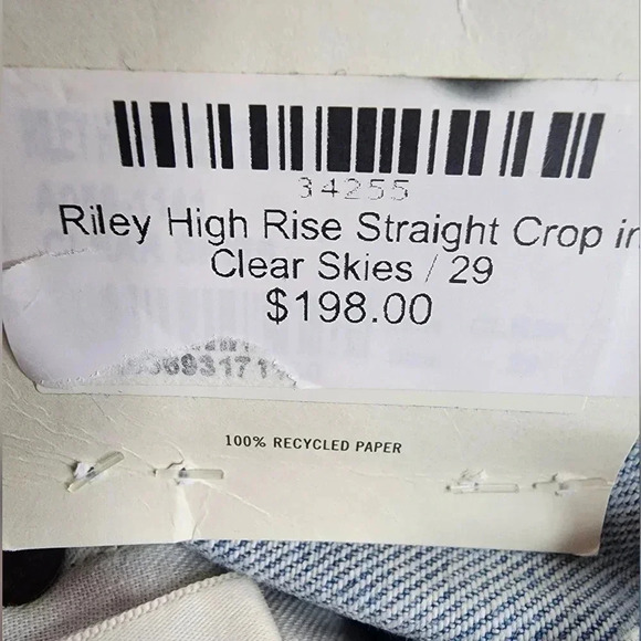 Agolde Riley High rise Straight Crop jean in Clear skies sz 29 NWT light wash - Picture 10 of 16